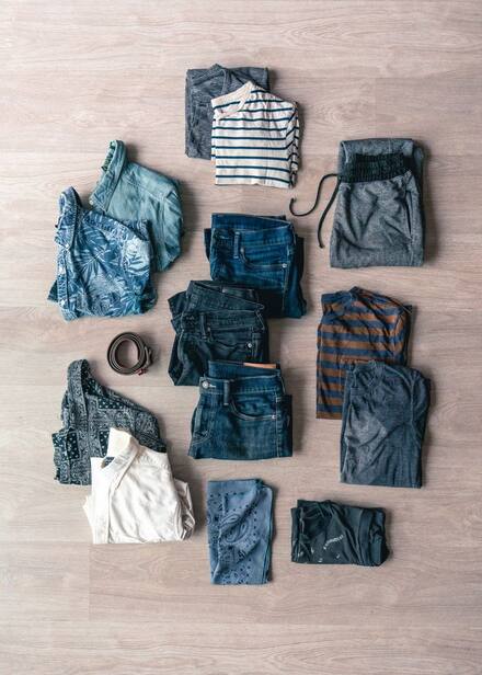Denim laid out on a floor