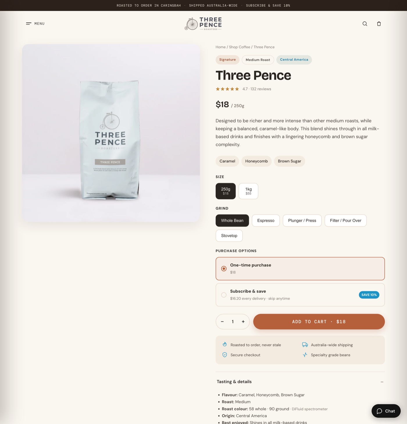 Product page — Three Pence Roasters